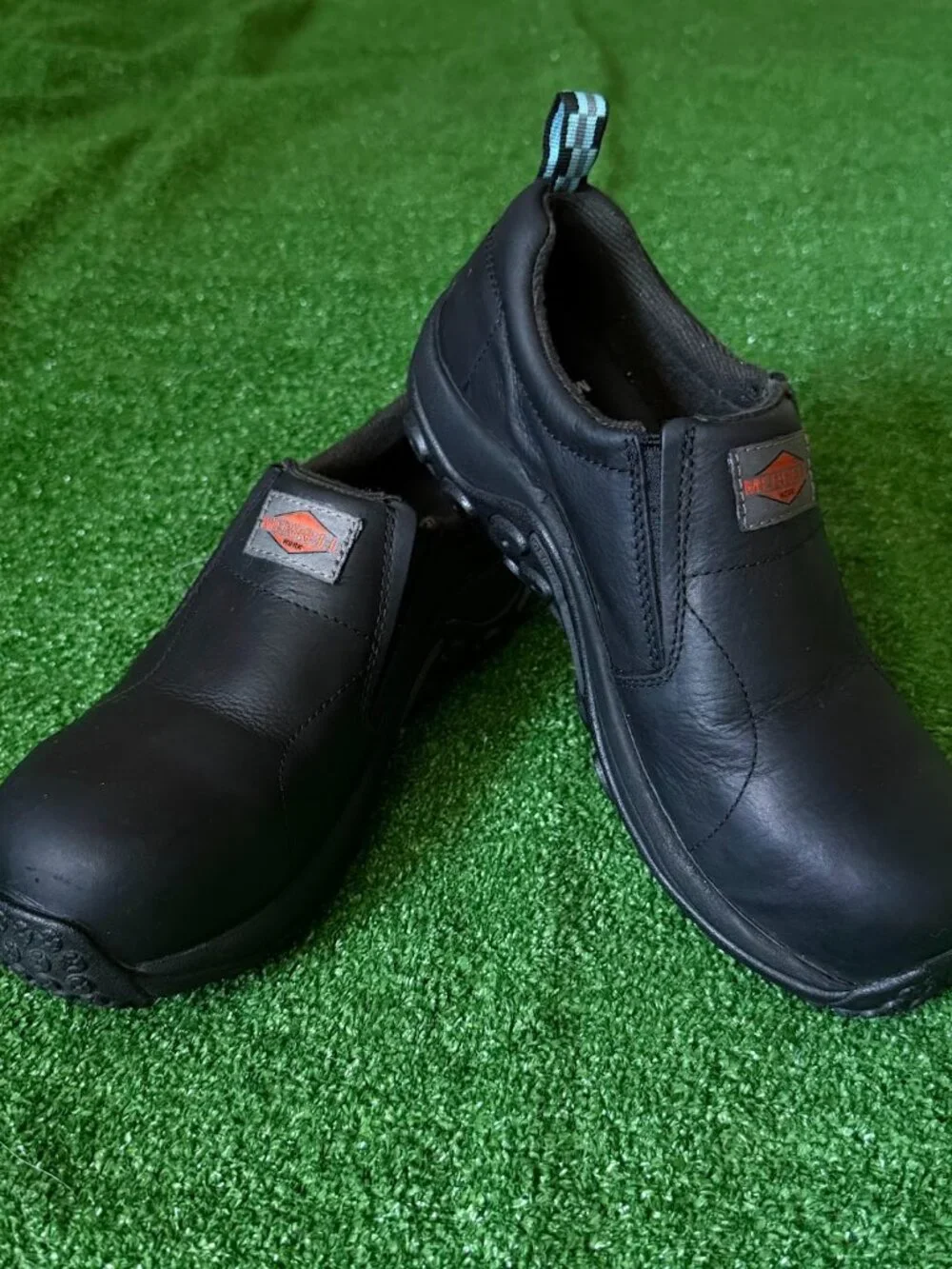 Merrell Jungle Moc Leather Comp Toe Work Shoes Men's Size 7M Black Slip On